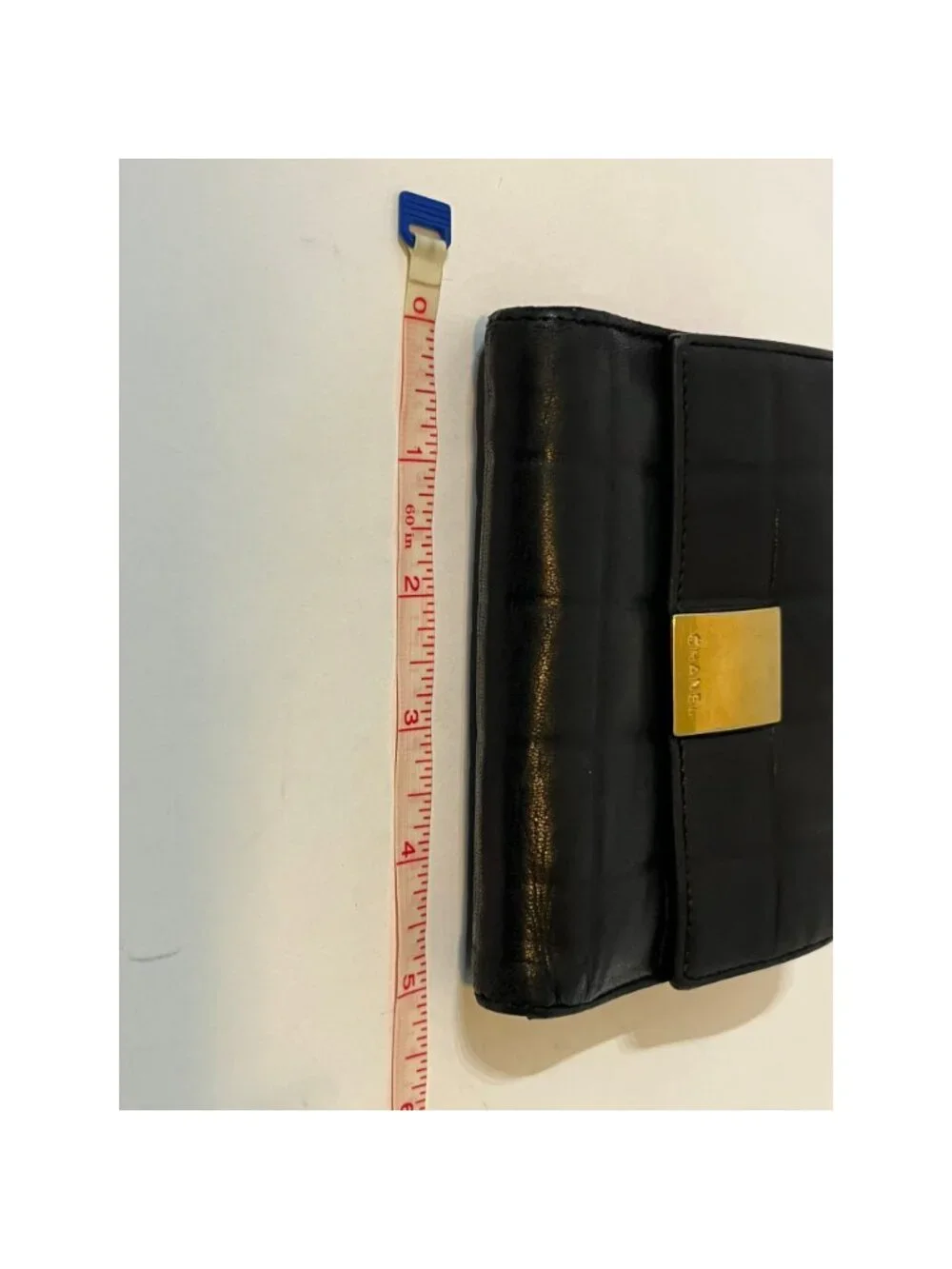 Authentic Chanel Chocolate Bar matelasse square-quilted compact trifold wallet